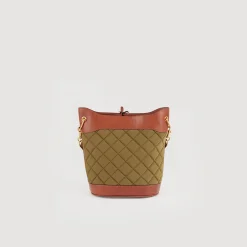 Clearance Leather And Quilted Fabric Bucket Bag Women Pouches & Handbags