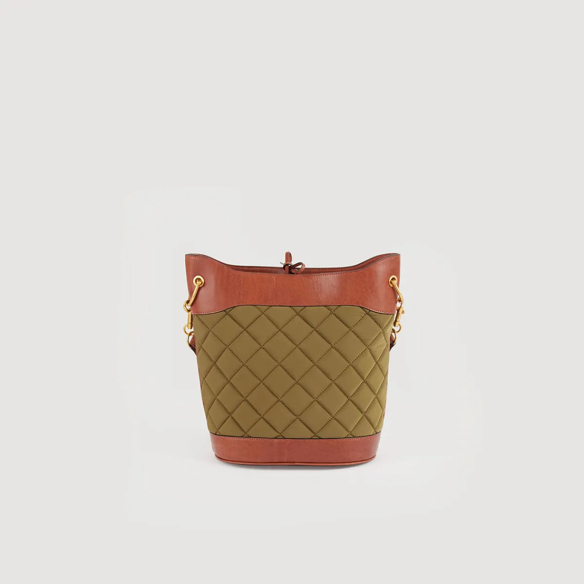 Clearance Leather And Quilted Fabric Bucket Bag Women Pouches & Handbags