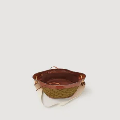 Clearance Leather And Quilted Fabric Bucket Bag Women Pouches & Handbags