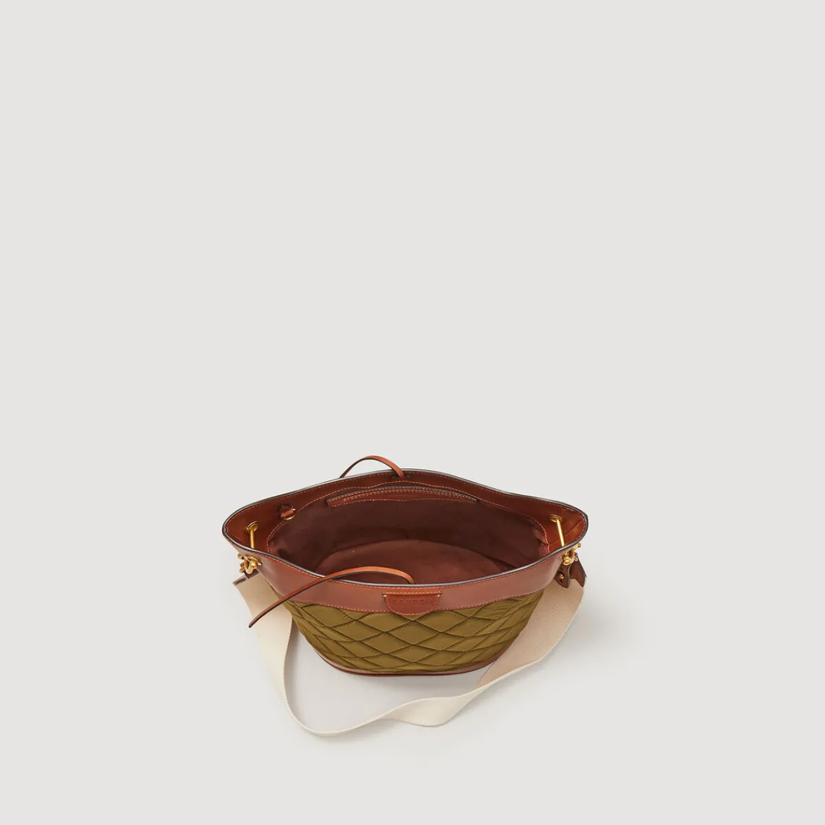 Clearance Leather And Quilted Fabric Bucket Bag Women Pouches & Handbags