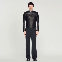New Leather Jacket With Quilted Trims Men Jackets