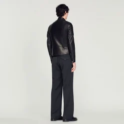 New Leather Jacket With Quilted Trims Men Jackets