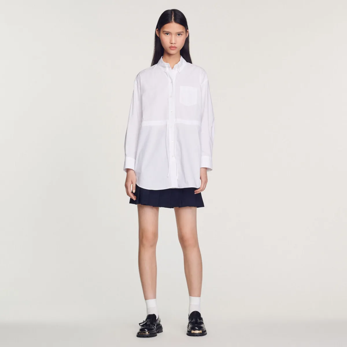 Sale Long Drawstring Shirt Women Tops & Shirts
