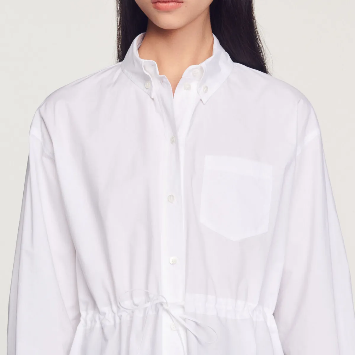 Sale Long Drawstring Shirt Women Tops & Shirts