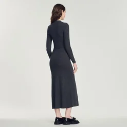Best Long, Gathered Knit Dress Women Dresses