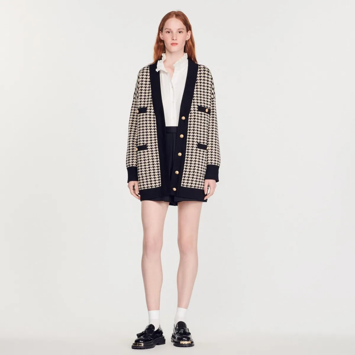 Sale Long Houndstooth Coatigan Women Sweaters & Cardigans
