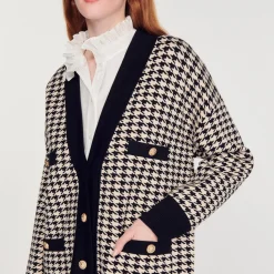 Sale Long Houndstooth Coatigan Women Sweaters & Cardigans