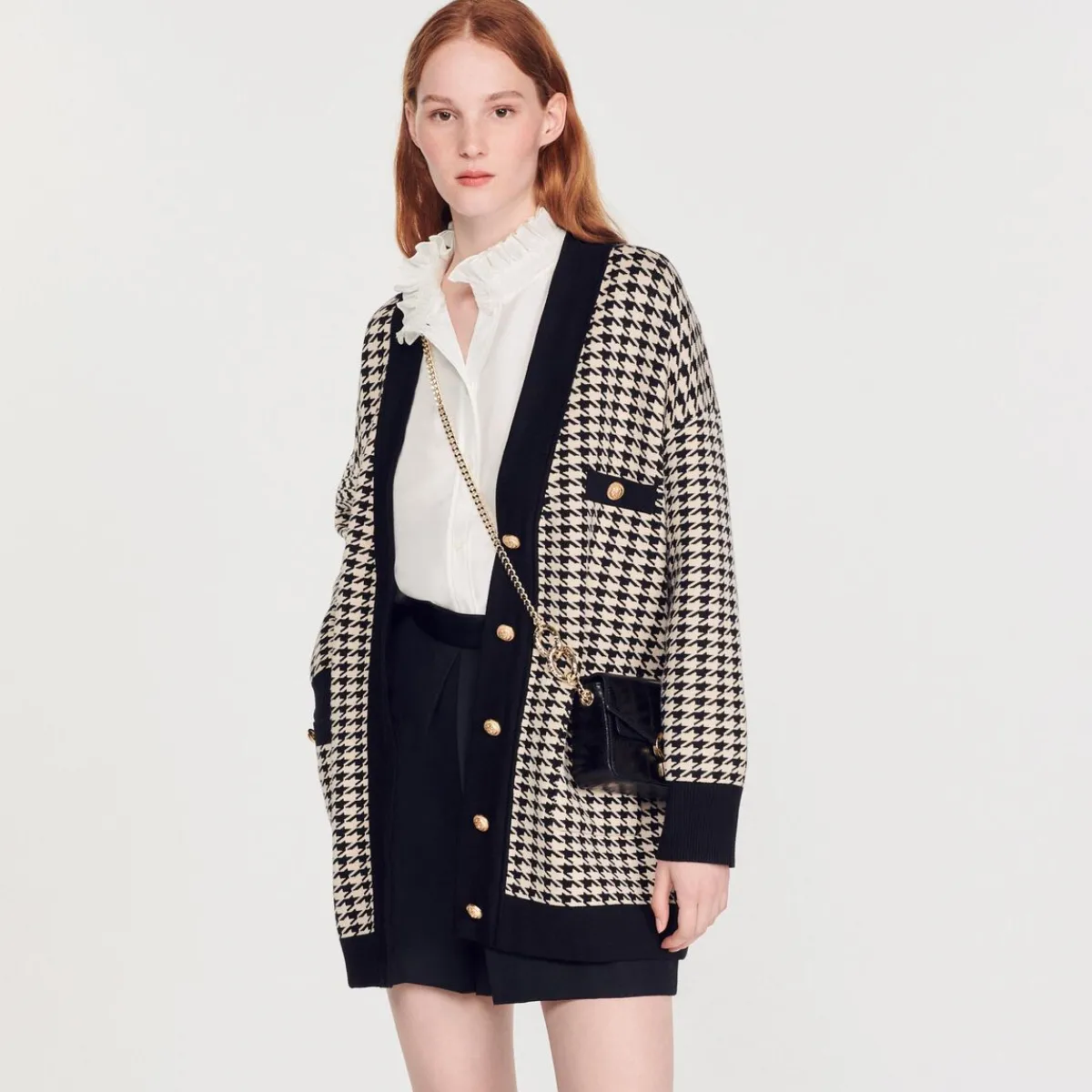 Sale Long Houndstooth Coatigan Women Sweaters & Cardigans