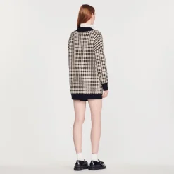 Sale Long Houndstooth Coatigan Women Sweaters & Cardigans