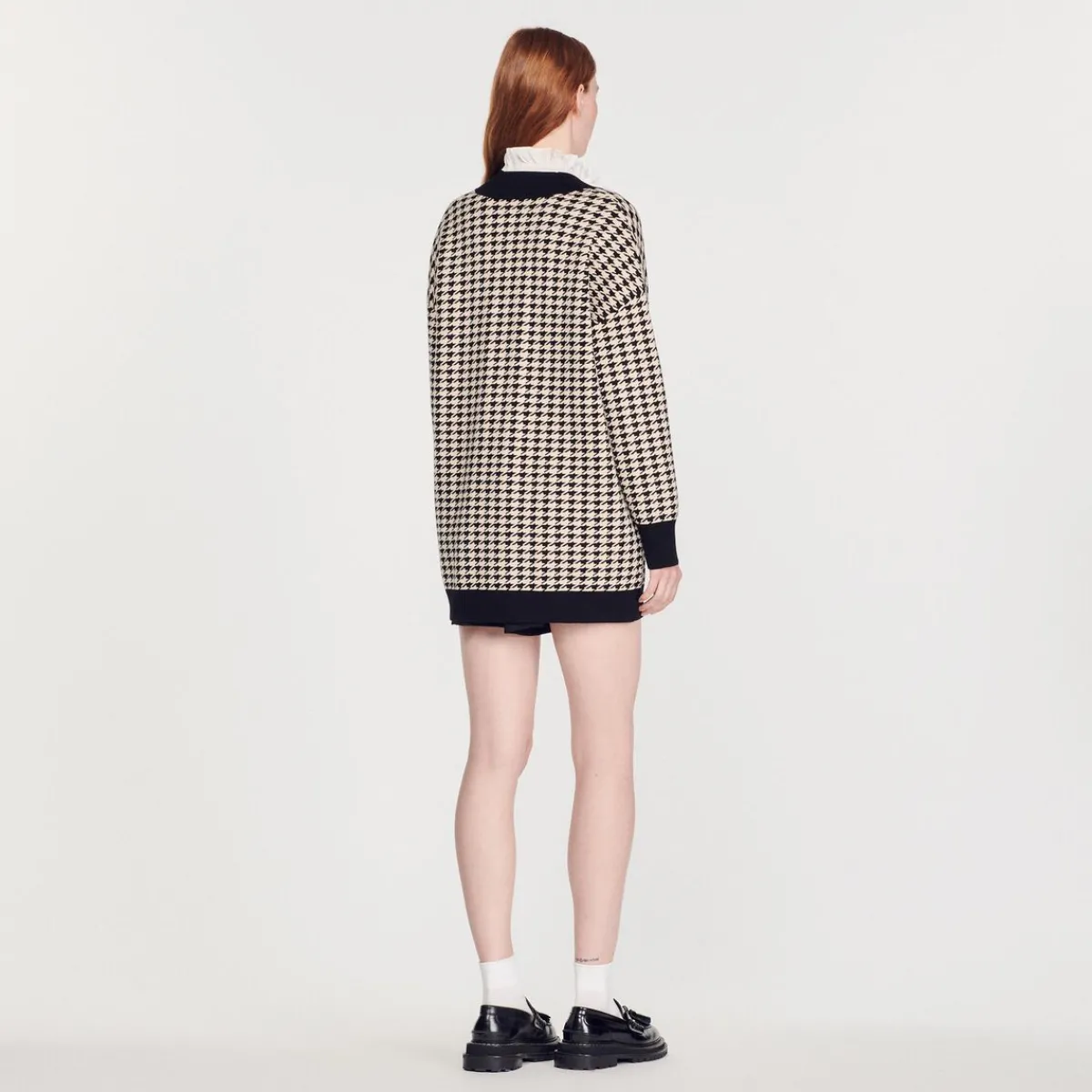 Sale Long Houndstooth Coatigan Women Sweaters & Cardigans