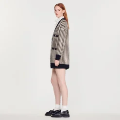 Sale Long Houndstooth Coatigan Women Sweaters & Cardigans