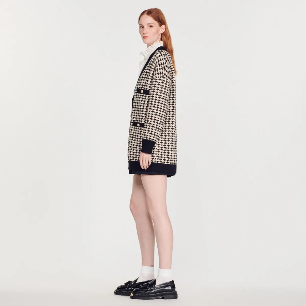 Sale Long Houndstooth Coatigan Women Sweaters & Cardigans