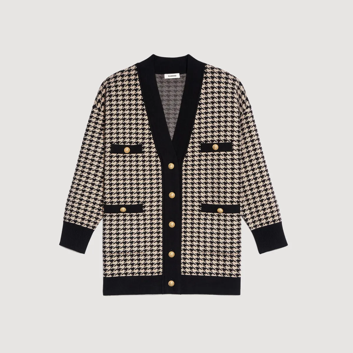 Sale Long Houndstooth Coatigan Women Sweaters & Cardigans