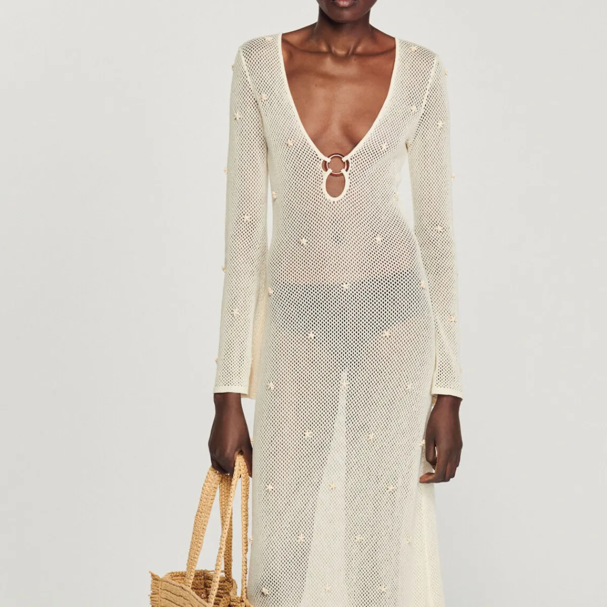 Clearance Long Mesh Sequin Dress Women Dresses