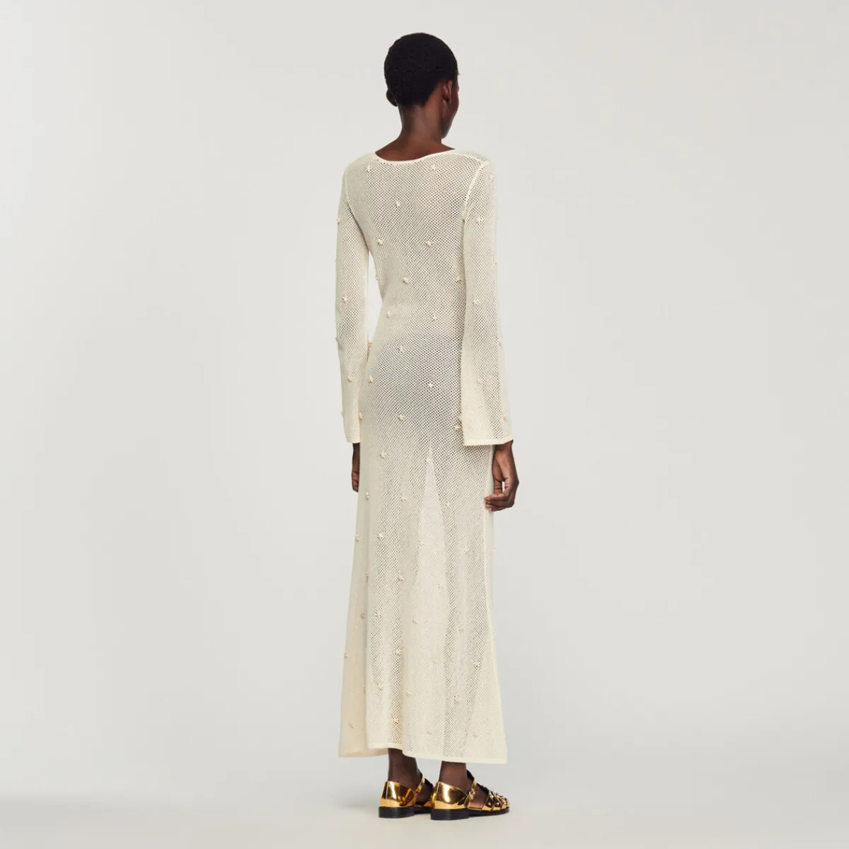 Clearance Long Mesh Sequin Dress Women Dresses