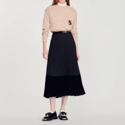 Outlet Long Pleated Wrapover Skirt Women Skirts