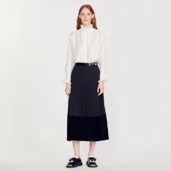 Outlet Long Pleated Wrapover Skirt Women Skirts