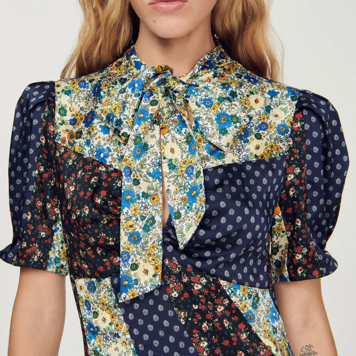 Best Long Printed Dress With Pussy Bow Collar Women Dresses