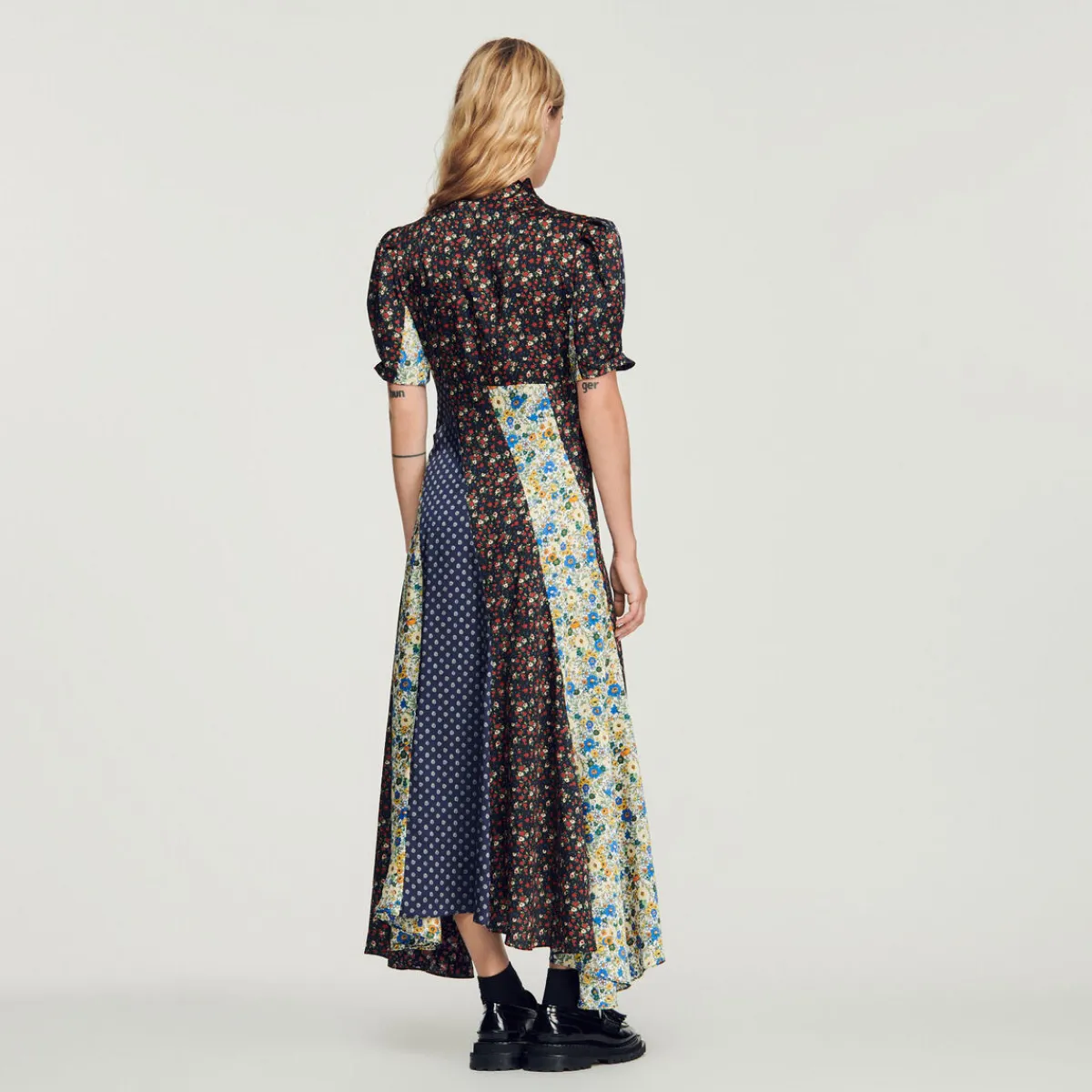Best Long Printed Dress With Pussy Bow Collar Women Dresses