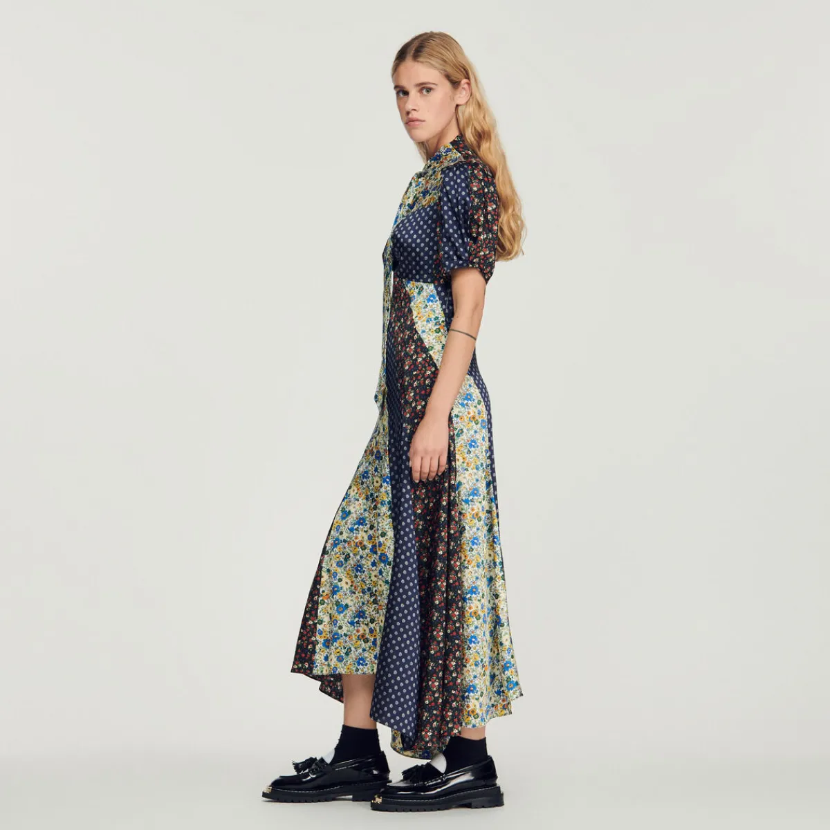 Best Long Printed Dress With Pussy Bow Collar Women Dresses