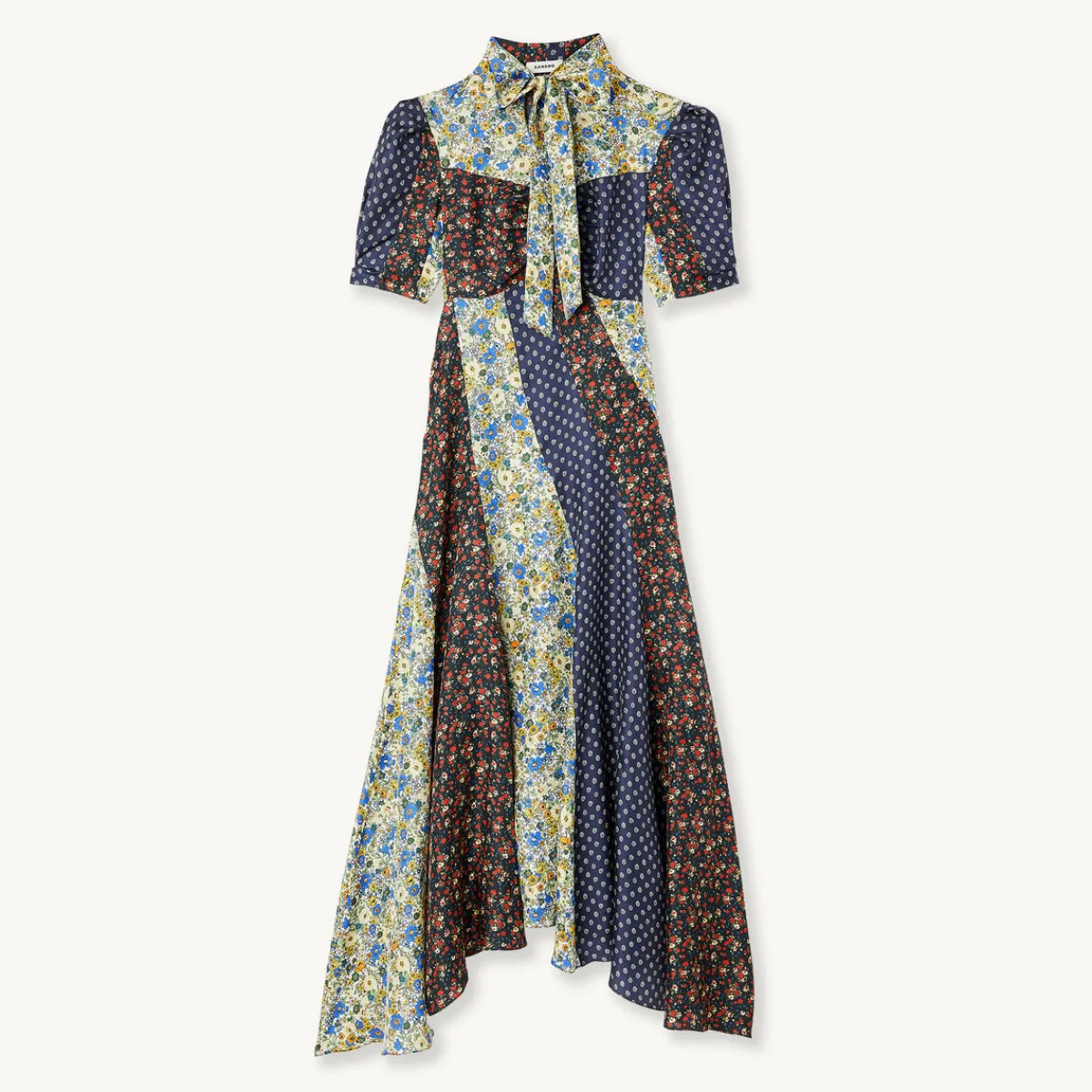 Best Long Printed Dress With Pussy Bow Collar Women Dresses