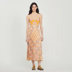 Hot Long Printed Skirt With Pleats Women Skirts