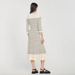 Online Long Sailor-Striped Dress Women Dresses