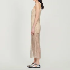 Shop Long Shiny Mesh Dress Women Dresses