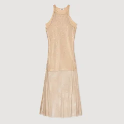 Shop Long Shiny Mesh Dress Women Dresses
