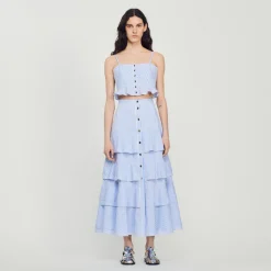 Cheap Long Striped Skirt Women Matching Sets