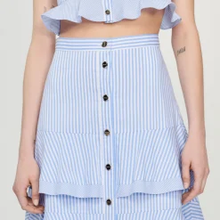 Cheap Long Striped Skirt Women Matching Sets