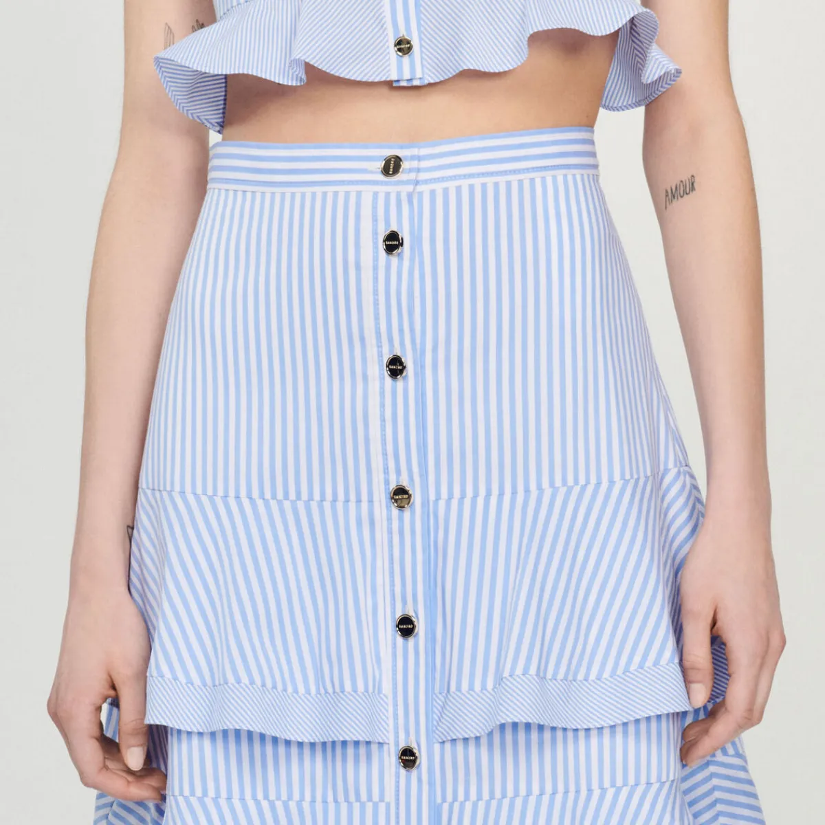Cheap Long Striped Skirt Women Matching Sets
