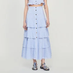Cheap Long Striped Skirt Women Matching Sets