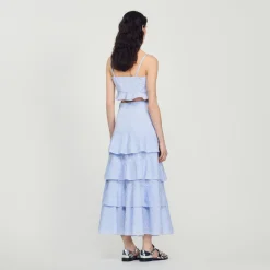 Cheap Long Striped Skirt Women Matching Sets