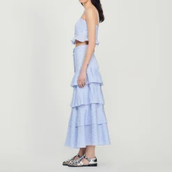 Cheap Long Striped Skirt Women Matching Sets