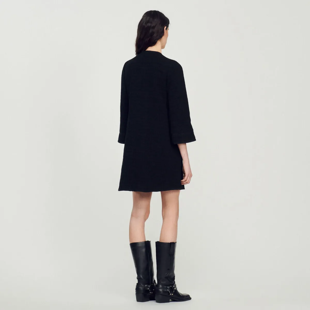 Shop Long-Sleeved Short Tweed Dress Women Dresses