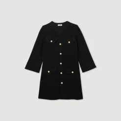 Shop Long-Sleeved Short Tweed Dress Women Dresses