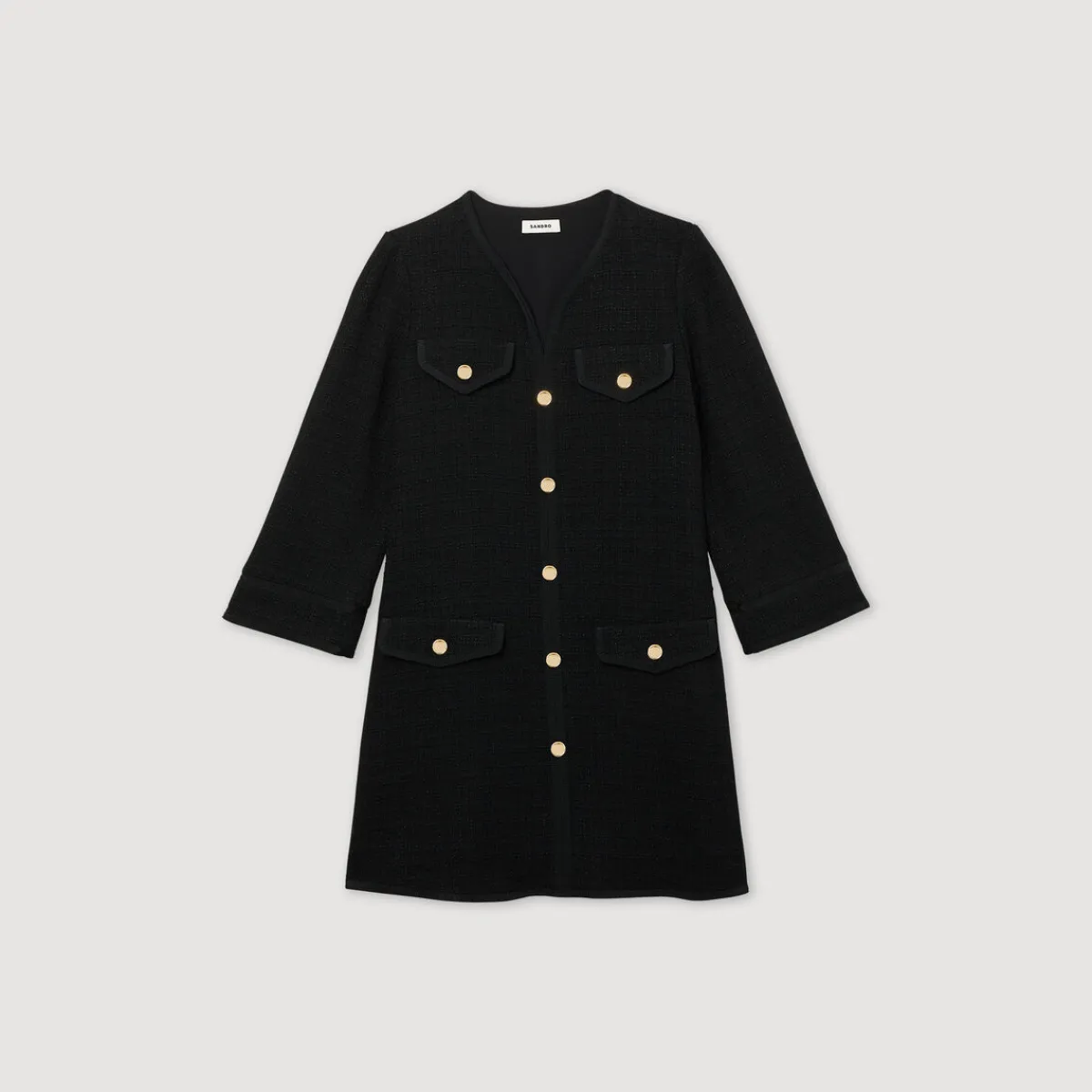 Shop Long-Sleeved Short Tweed Dress Women Dresses