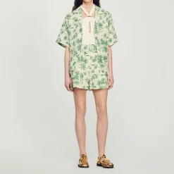 Fashion Loose Printed Palm Tree Shorts Women Matching Sets