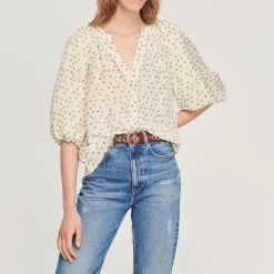 Sale Loose Top With Summer Flowers Print Women Tops & Shirts