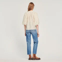 Sale Loose Top With Summer Flowers Print Women Tops & Shirts