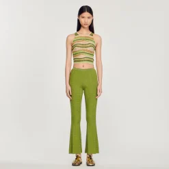 Online Metallic Knit Pants Women Matching Sets