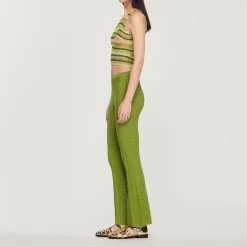 Online Metallic Knit Pants Women Matching Sets