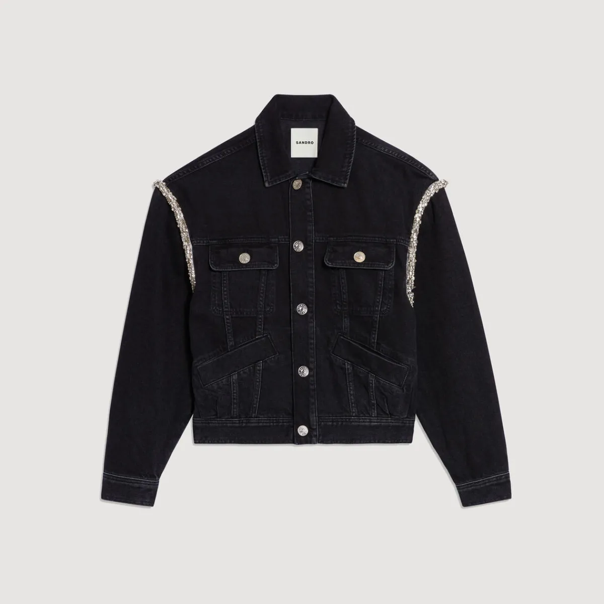 Sale Oversized Denim Jacket With Rhinestones Women Jackets & Blazers