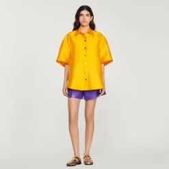 Outlet Oversized Satin Shirt Women Matching Sets