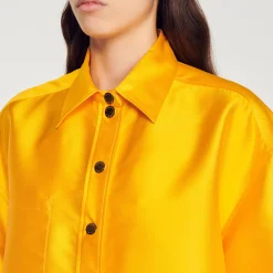 Outlet Oversized Satin Shirt Women Matching Sets