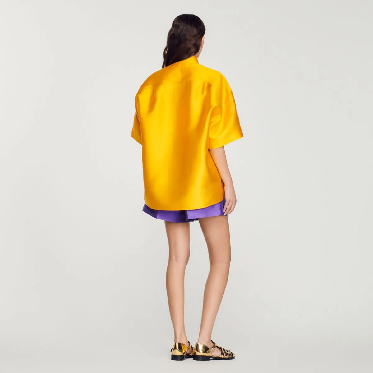Outlet Oversized Satin Shirt Women Matching Sets