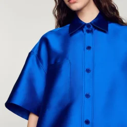 Fashion Oversized Satin Shirt Women Matching Sets
