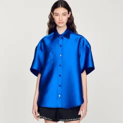 Fashion Oversized Satin Shirt Women Matching Sets