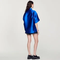 Fashion Oversized Satin Shirt Women Matching Sets